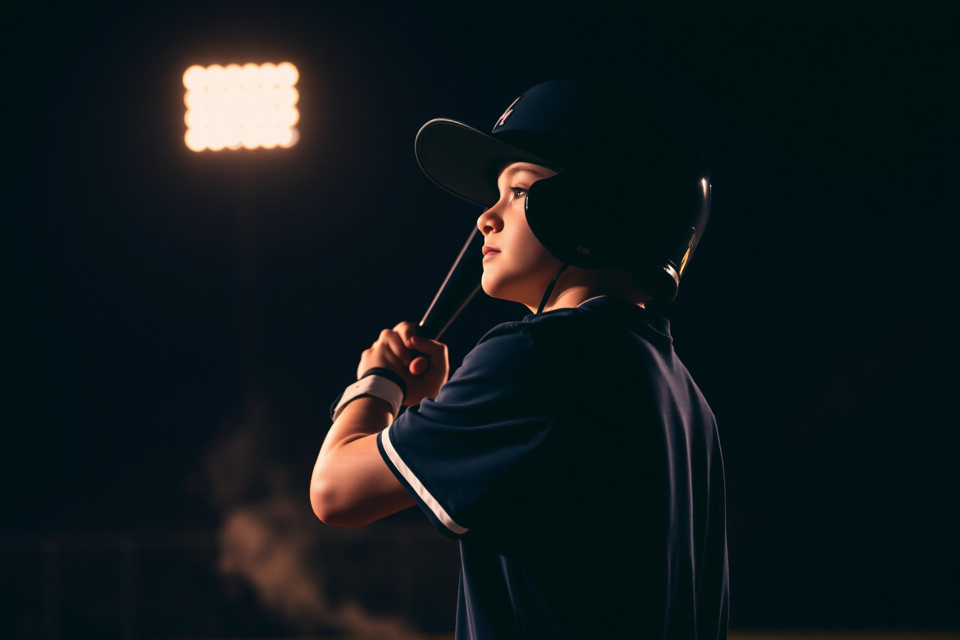 Gameday Kings player at bat under stadium lights